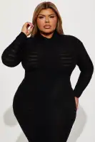 Elegant Black Sweater Midi Dress with Cut-Out Back & Zipper – Long Sleeve Turtle Neck Stretch Rayon Blend(Black,XS)