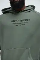 Black Art Studio NYC Hoodie with Screen Print Saturation Variation(Charcoal,S)