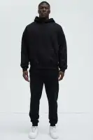 Elastic Waistband Drawstring Panel Detail Cotton Polyester Blend Casual Jumpsuit(Black,S)