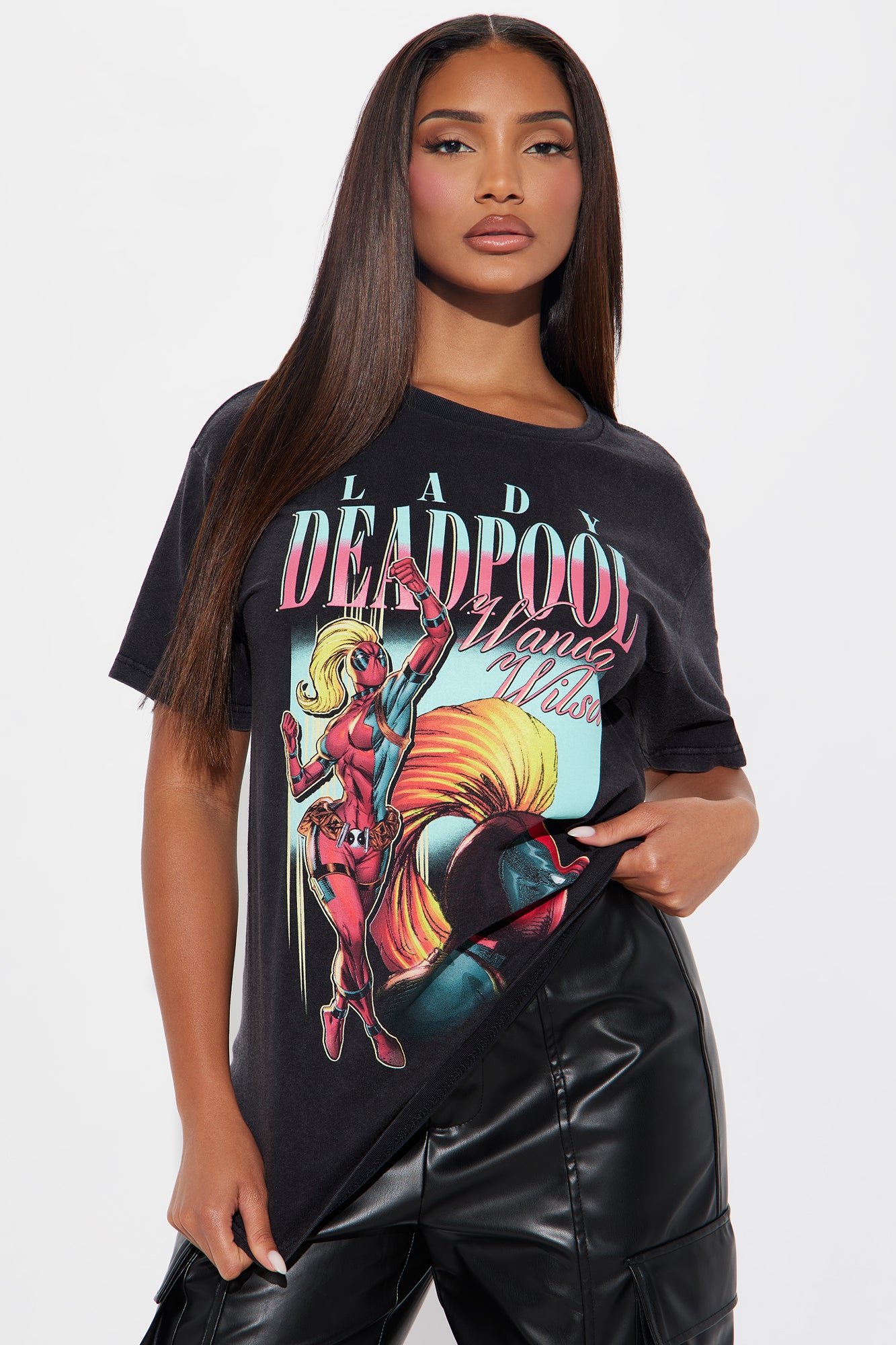 Black Washed Graphic Tee - 100% Cotton Stretch T-Shirt with Unique Printed Design