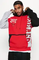 Big & Tall Hooded Drawstring Ribbed Cuff Hem Colorblock Printed Sweatshirt