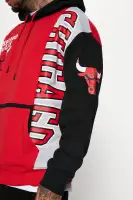 Big & Tall Hooded Drawstring Ribbed Cuff Hem Colorblock Printed Sweatshirt(Red,S)