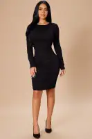 Stylish Ruched Stretch Mini Dress - Crew Neck, Polyester/Spandex Blend, Multiple Colors