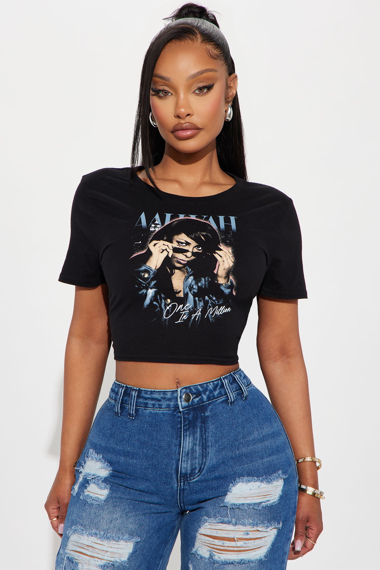 Stylish Black Crew Neck Crop Top - Soft 100% Cotton Stretch Fit