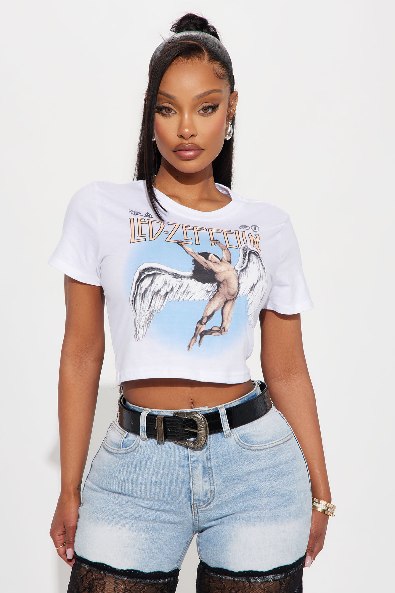 Vintage Led Zeppelin Graphic White Cotton Crew Neck T-Shirt – Unique Screen Print Design