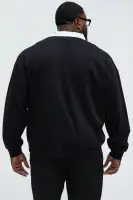 Fold Down Collar Button Closure Long Sleeve Cotton Polyester Printed Shirt(Black,S)