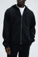 Model Height: 6'2 - Wearing Large Big & Tall: Height 6'3- Wearing XXXL Available In Black... Hood With Drawstring Full Zip Fastening Side Pockets Ribbed Trims 60% Cotton 40% Polyester Imported