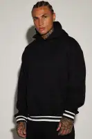 Black Hooded Ribbed Cuff Melrose Jogger Blend of Cotton & Polyester