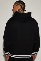 Black Hooded Ribbed Cuff Melrose Jogger Blend of Cotton & Polyester(Black,S)