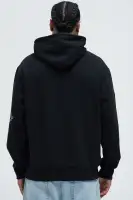 Cotton-Polyester Blend Long Sleeve Casual Comfort Hoodie(Black,S)