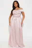 Elegant Mauve Off-Shoulder Maxi Dress with Pockets & A-Line Silhouette(Mauve,XS)