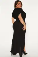 Elegant Off-Shoulder Maxi Dress with Tulip Hem - Black, Burgundy, Hunter(Black,XS)
