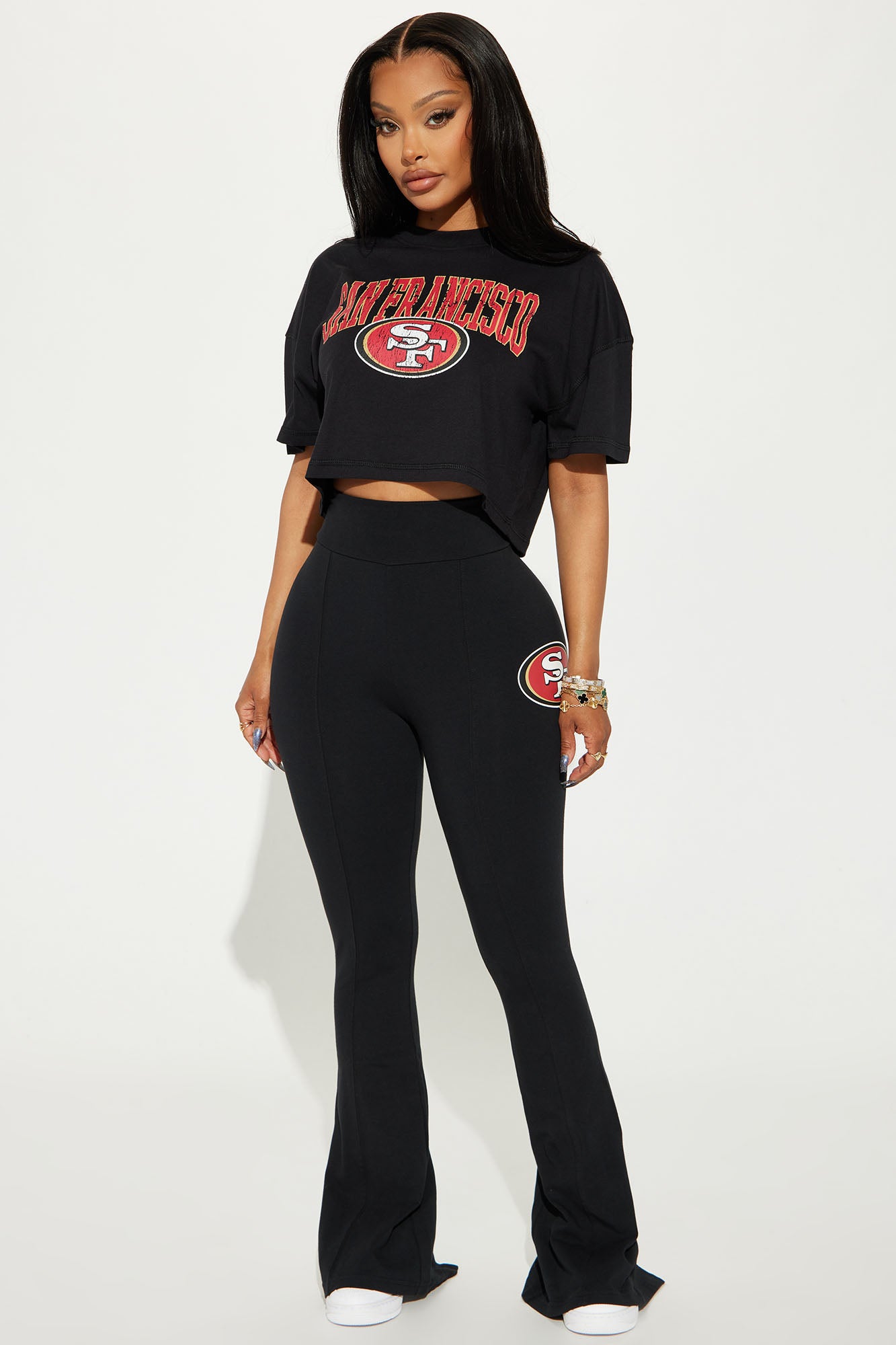 49ers Graphic Side Split Hem Casual Flare Pants