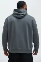 Charcoal Cotton-Blend Casual Long Sleeve Hoodie(Charcoal,S)