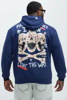 60% Cotton 40% Polyester Hoodie With Kangaroo Pocket Printed Design Unique Natural Look(Blue,S)