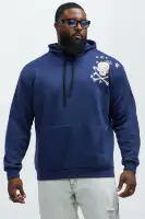 60% Cotton 40% Polyester Hoodie With Kangaroo Pocket Printed Design Unique Natural Look(Blue,S)