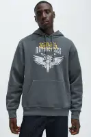 Charcoal Cotton-Blend Casual Long Sleeve Hoodie
