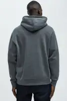 Charcoal Cotton-Blend Casual Long Sleeve Hoodie(Charcoal,S)