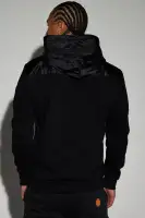 Black Hoodie Long Sleeve Chest Zip Pocket Fleece Imported(Black,S)