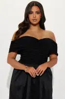 Elegant Black Off-Shoulder Maxi Dress with Ruched Top & A-Line Silhouette - Stretchy Polyester-Spandex Blend(Black,XS)