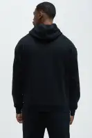 Long Sleeve Embossed Detail Cotton Polyester Blend Imported Hoodie(Black/combo,S)