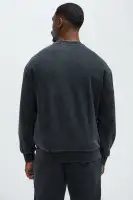 Boxy Fit Crew Neck Short Sleeve Dark Brown Wash Casual Top(Black Wash,S)
