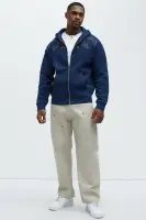 Navy Elastic Waistband Drawstring Cotton Polyester Blend Casual Jumpsuit(Navy,S)