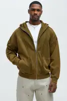 Olive Cotton-Blend Casual Long Sleeve Hooded Pullover(Olive,S)