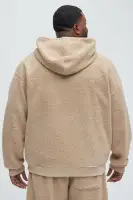 100% Polyester Hoodie and Jogger Set with Full Zip and Side Pockets(Tan,S)