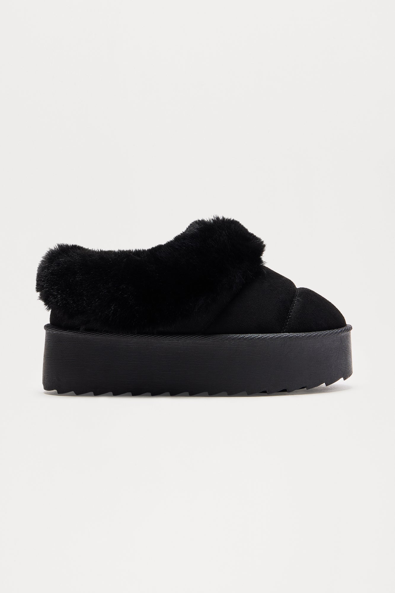 Stylish Fur-Trim Booties with 1 Low Platform Heel - Black & Tan Options