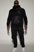 Black Hoodie Long Sleeve Chest Zip Pocket Fleece Imported(Black,S)