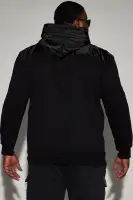 Black Hoodie Long Sleeve Chest Zip Pocket Fleece Imported(Black,S)