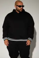 Black Hooded Ribbed Cuff Melrose Jogger Blend of Cotton & Polyester(Black,S)
