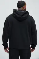 Long Sleeve Zip Up Cotton Polyester Blend Hoodie(Black,S)