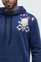 60% Cotton 40% Polyester Hoodie With Kangaroo Pocket Printed Design Unique Natural Look(Blue,S)