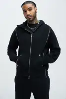 Long Sleeve Zip Up Cotton Polyester Blend Hoodie