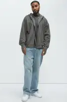Hooded Long Sleeve Contrast Stitch Fringe Detail Top(Grey,S)