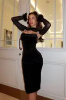 Elegant Black Velvet Midi Dress Set with Mesh Bolero – Sweetheart Neckline & Corset Waist(Black,XS)