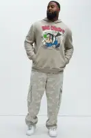 Brown Long Sleeve 100% Polyester Unique Printed Hoodie(Khaki,S)
