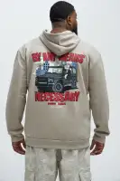 Brown Long Sleeve 100% Polyester Unique Printed Hoodie(Khaki,S)