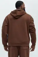 Crew Neck Long Sleeve Cotton Polyester Blend Top(Brown,S)