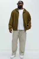 Olive Cotton-Blend Casual Long Sleeve Hooded Pullover(Olive,S)