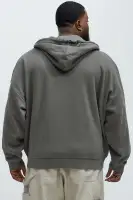 Hooded Long Sleeve Contrast Stitch Fringe Detail Top(Grey,S)