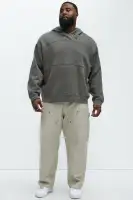 Charcoal Long Sleeve Casual Hoodie(Charcoal,S)