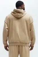 Khaki Hoodie Long Sleeve Studded Detail Cotton Polyester Imported(Khaki,S)