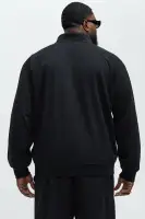 Black Front Zip Closure Long Sleeve Overalls With Side Pockets(Black,S)