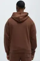 Crew Neck Long Sleeve Cotton Polyester Blend Top(Brown,S)