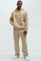 Khaki Hoodie Long Sleeve Studded Detail Cotton Polyester Imported(Khaki,S)