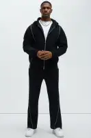 Big & Tall Casual Elastic Waistband Drawstring Jumpsuit(Black,S)