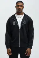 Black Front Zip Closure Long Sleeve Overalls With Side Pockets